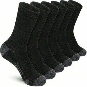 6 pairs Men's Breathable Mid-Calf Crew Athletic Socks 6-12